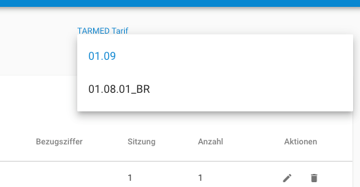 TARMED Validator: Tarifversion auswählen.